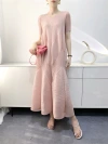 Summer 2023 women's pleated dress: Fashionable, youthful, loose, large-sized, mid-length bubble pleated dress for export Specification image
